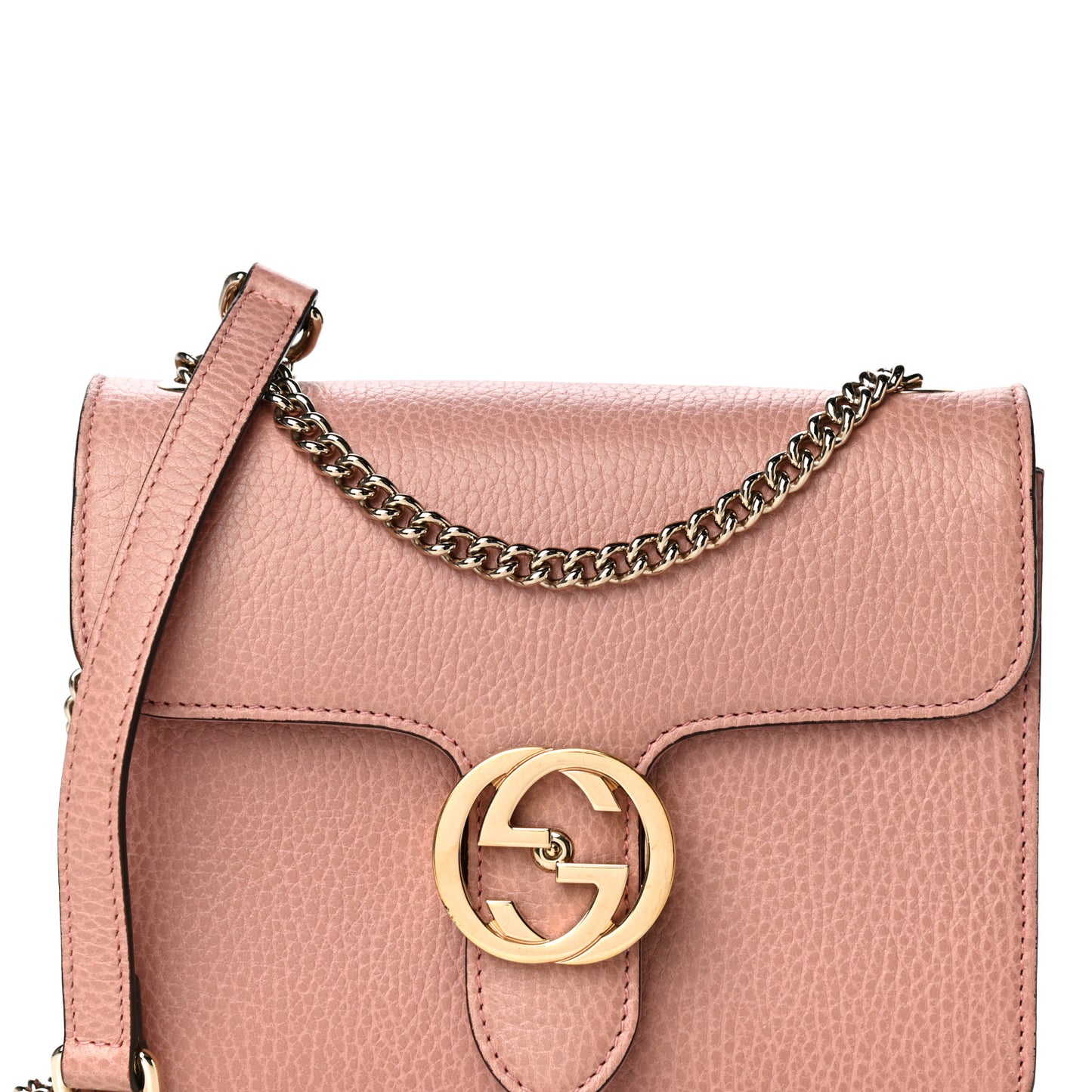 Dollar Calfskin Small Interlocking G Shoulder Bag Soft Pink