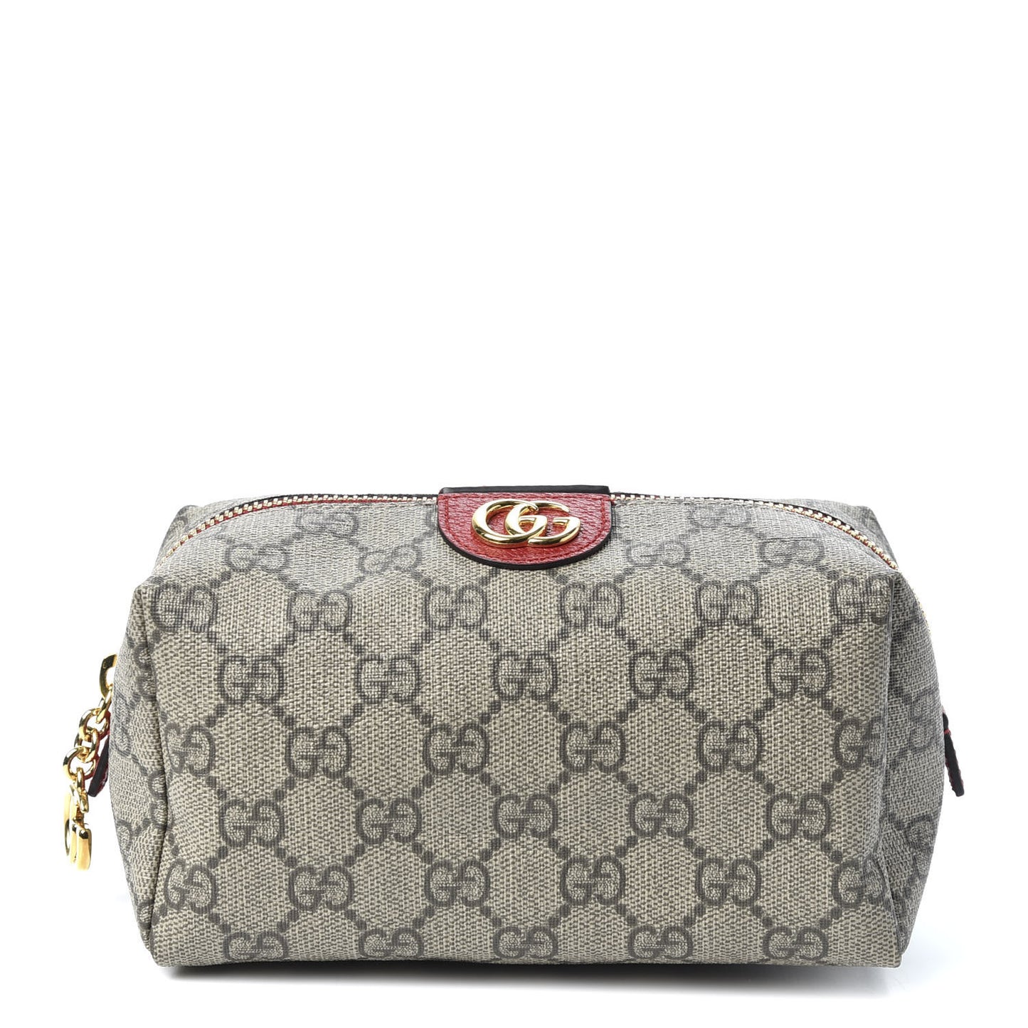 Soft GG Supreme Monogram Calfskin Medium Ophidia Cosmetic Case Beige Ebony Hibiscus Red