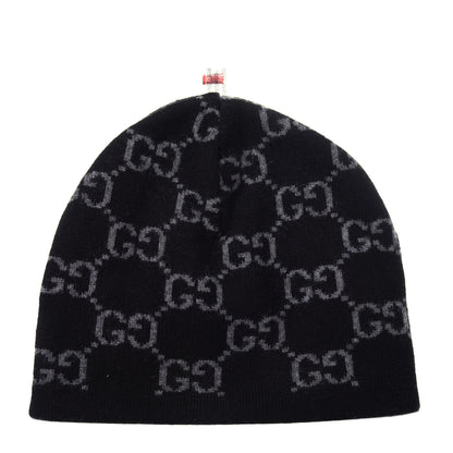 Gucci Cashmere GG Monogram Beanie Hat Black 2 of 3