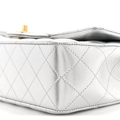 Chanel Metallic Caviar Quilted Top Handle East West Flap Silver 10 of 11
