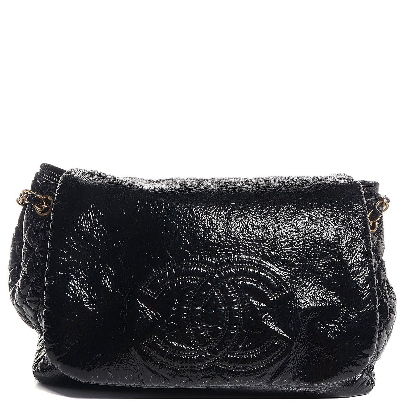 Vinyl Rock and Chain Medium Flap Black