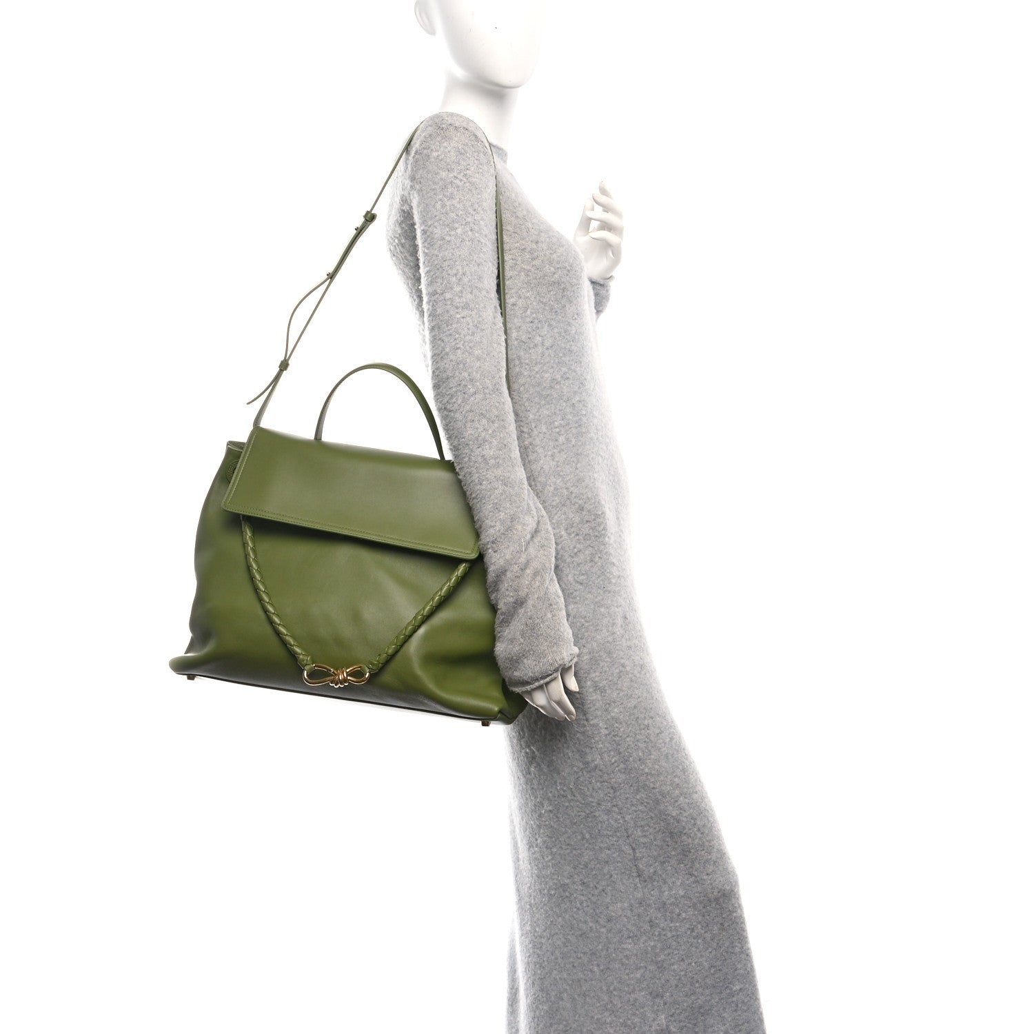Bottega Veneta Silky Calfskin Large Ciao Ciao Matcha 2 of 10