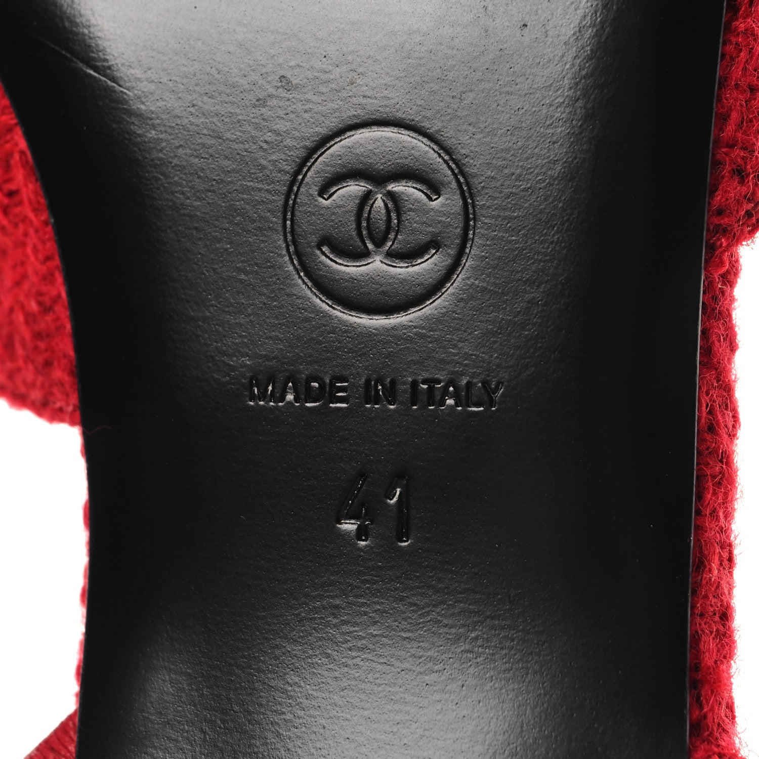 Chanel Tweed Patent Cap Toe CC Slingback Pumps 41 Red Black 8 of 10