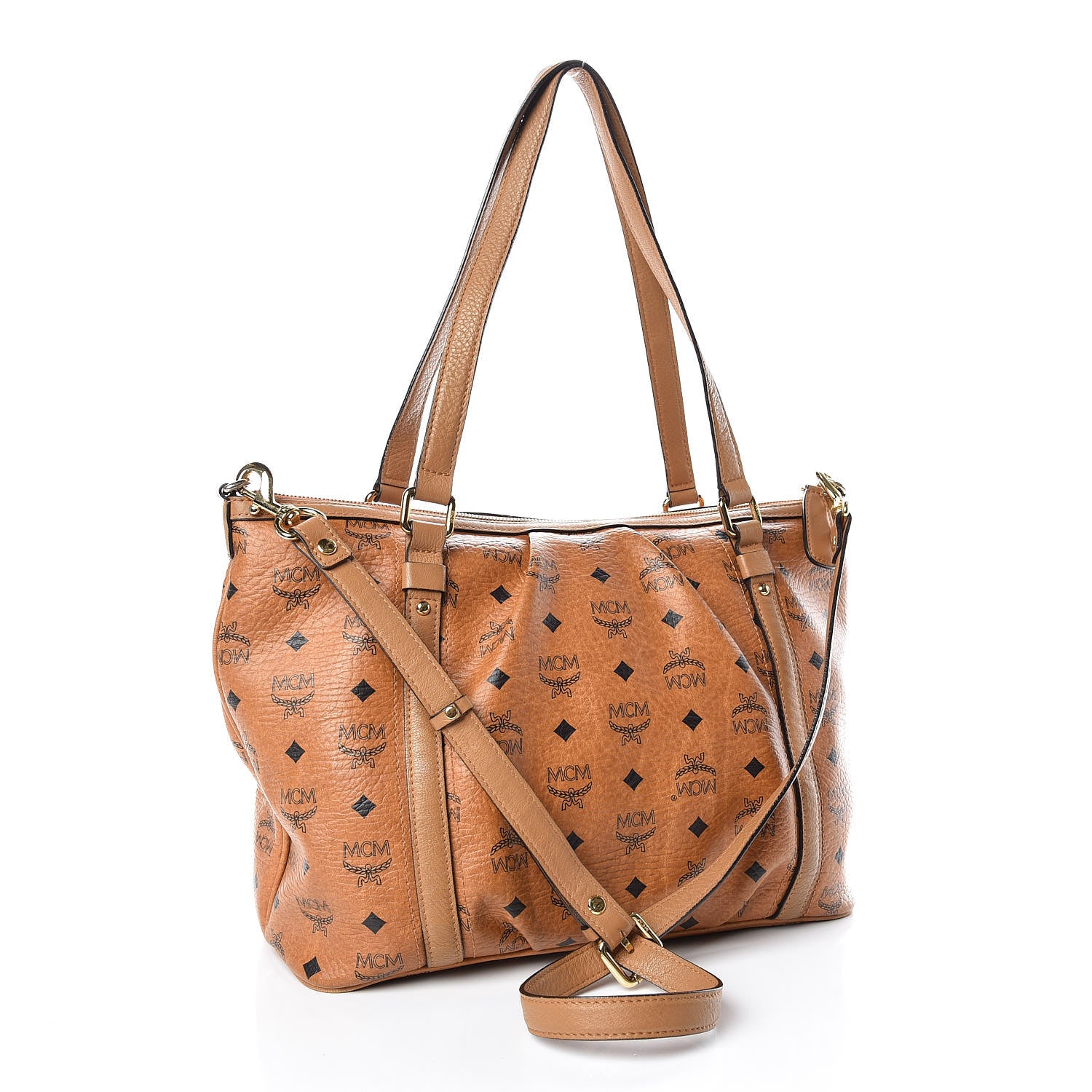 MCM Visetos Medium Essentials Shopper Tote Cognac 4 of 24