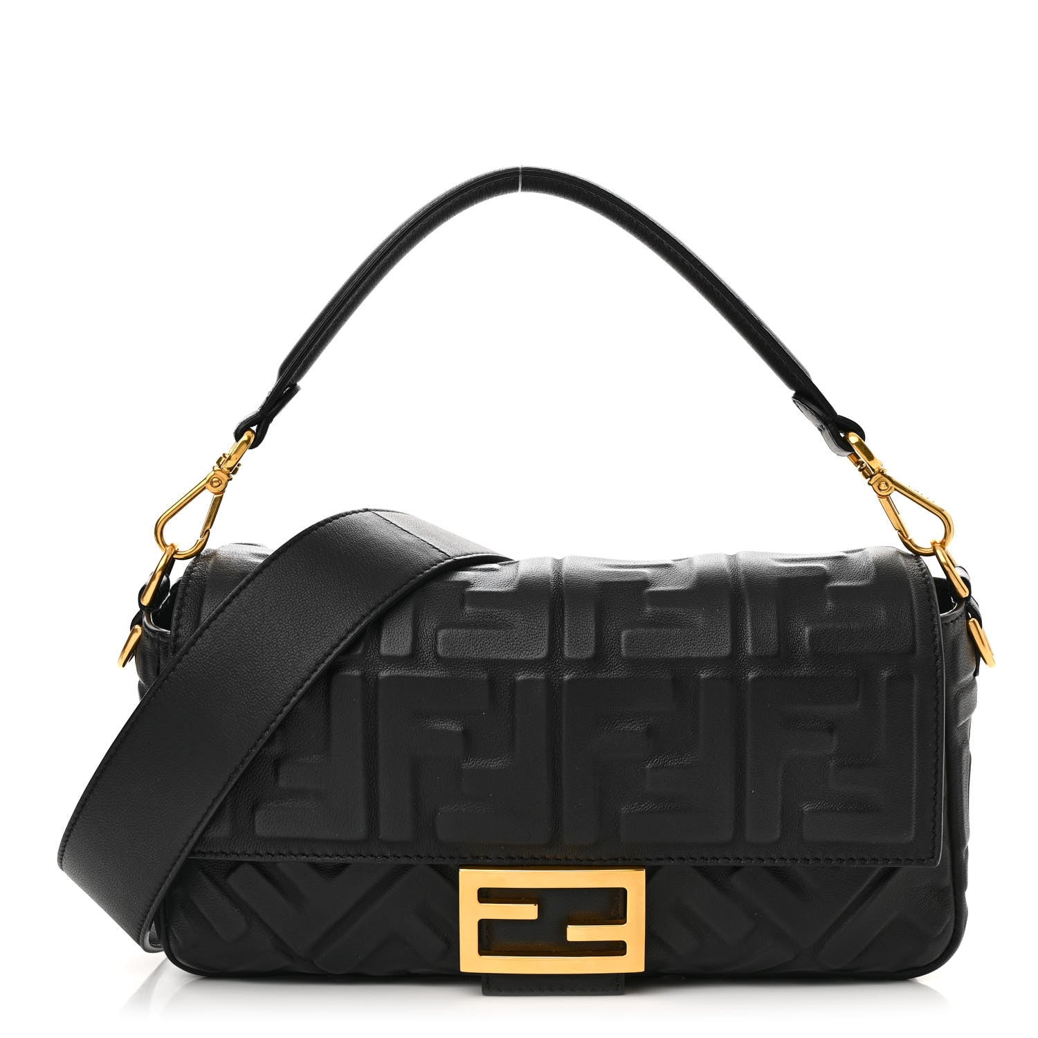 Fendi Nappa FF 1974 Embossed Baguette Black 1 of 10