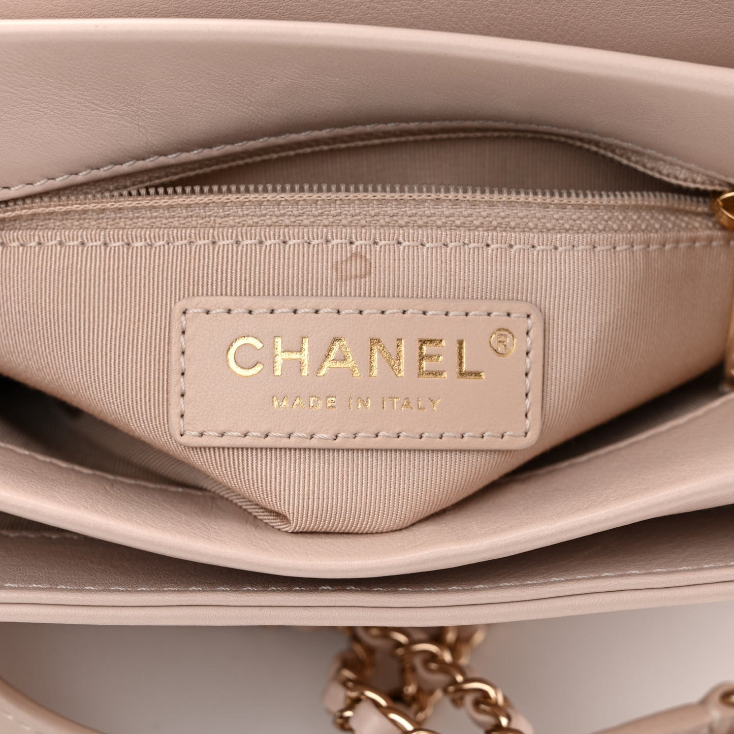 Calfskin Stitched Small Flap Light Beige