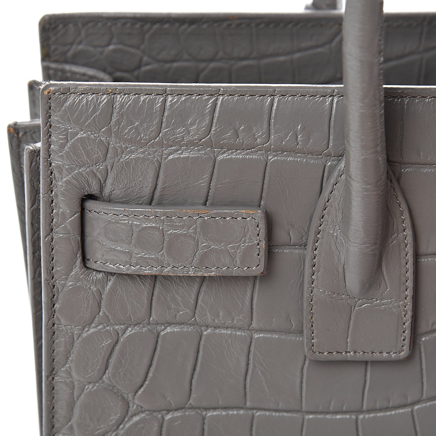 Calfskin Crocodile Embossed Baby Sac De Jour Fog