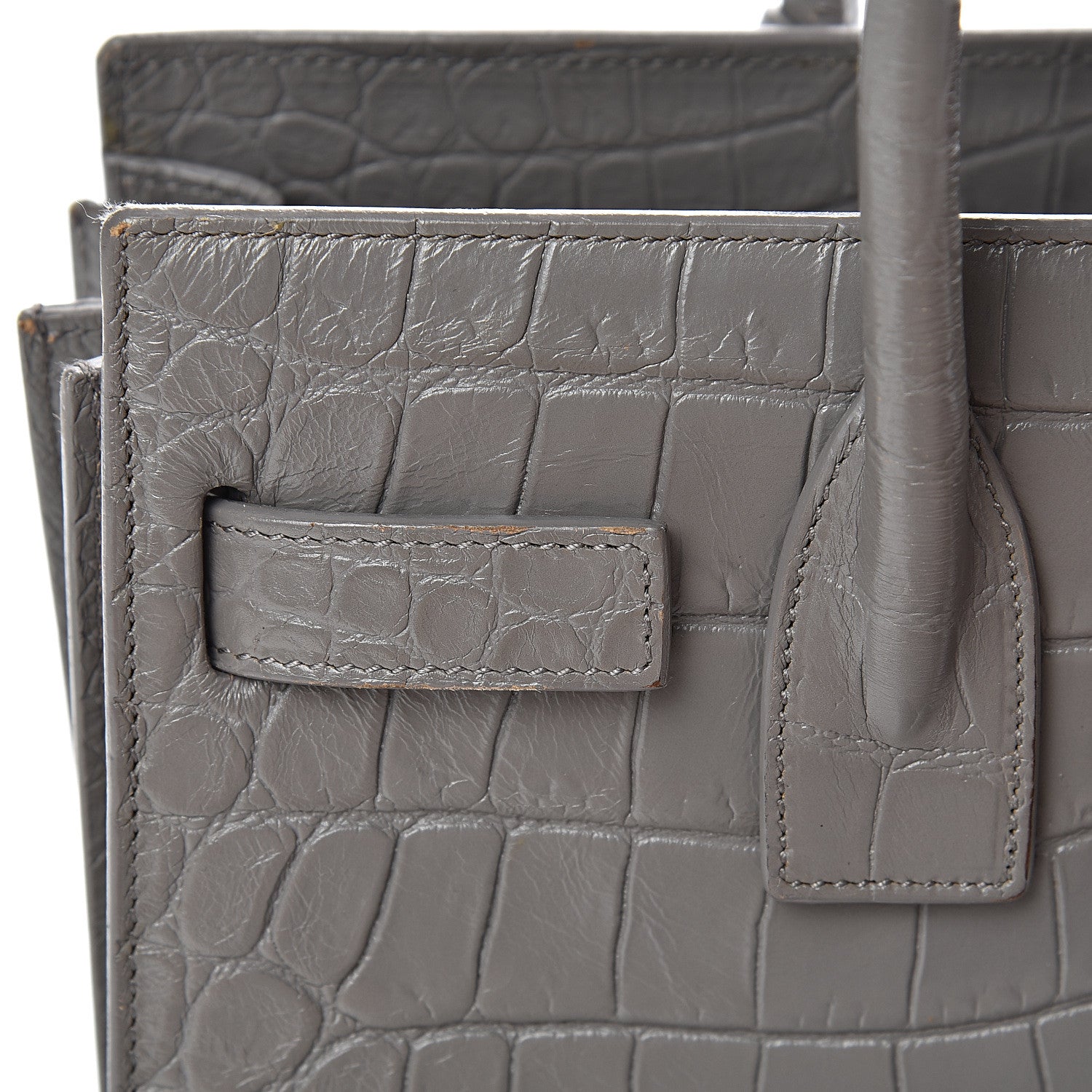 Saint Laurent Calfskin Crocodile Embossed Baby Sac De Jour Fog 15 of 23