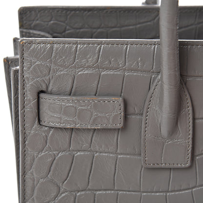 Saint Laurent Calfskin Crocodile Embossed Baby Sac De Jour Fog 15 of 23