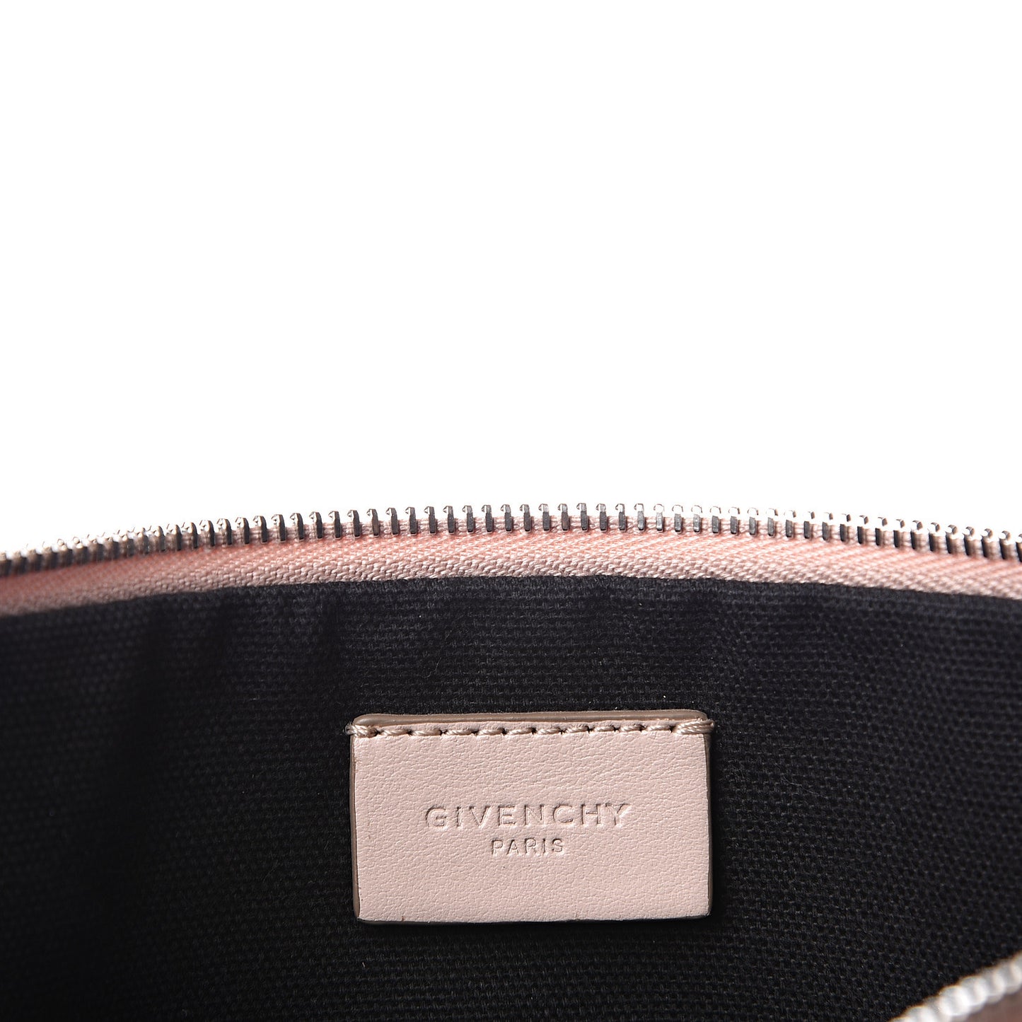 Calfskin Logo Zip Pouch Pale Pink