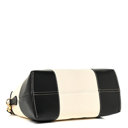 Fendi Canvas Vitello King Logo Embroidered Medium By The Way Boston Bag Grezzo Black 4 of 10