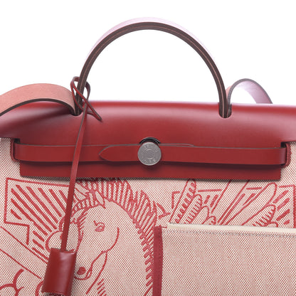 Hermes Vache Hunter Toile Pegase Pop Herbag Zip Retourne 31 PM Rouge Piment 9 of 15