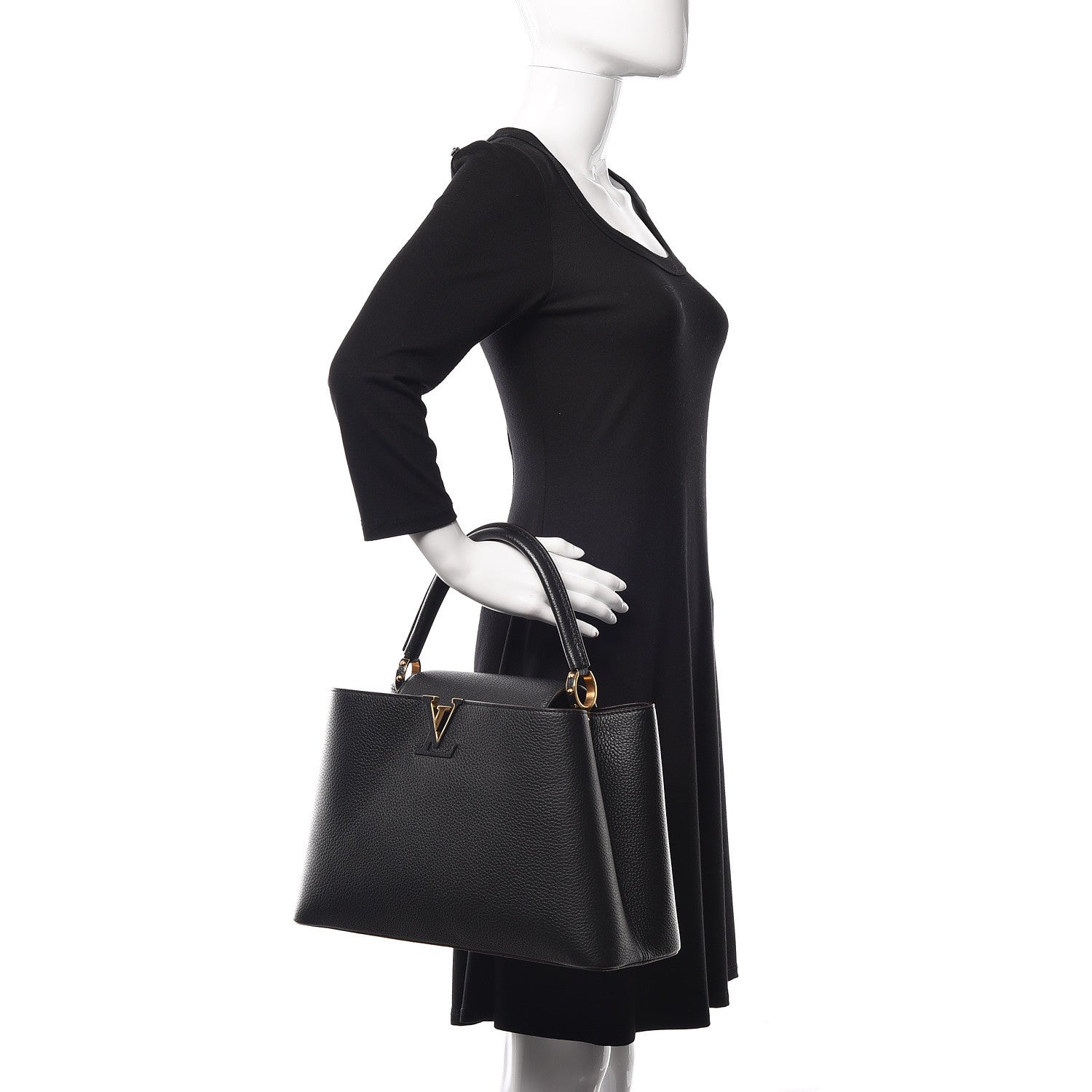 Louis Vuitton Taurillon Capucines MM Black 2 of 10