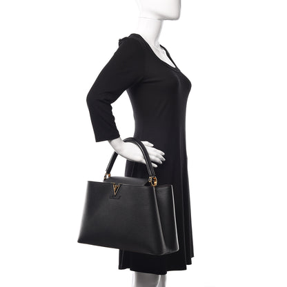 Louis Vuitton Taurillon Capucines MM Black 2 of 10