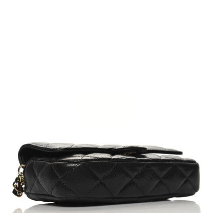 Chanel Caviar Quilted Flap Phone Holder With Chain Black 5 of 14