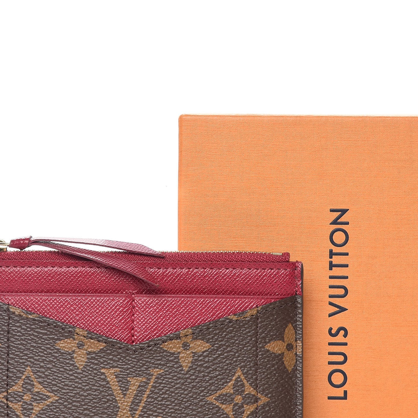 Monogram Zipped Card Holder Fuchsia