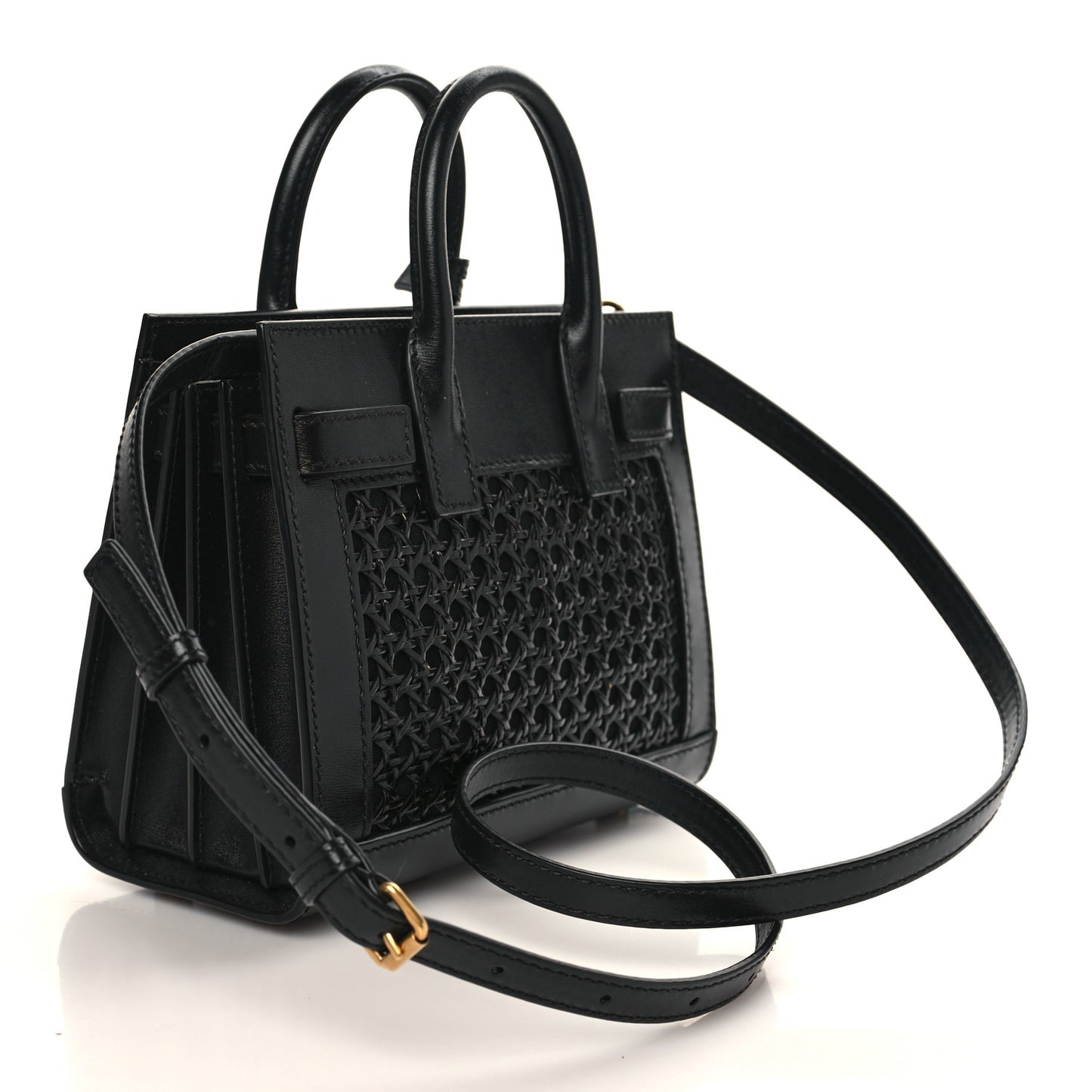 Calfskin Paglia Palm Nano Sac De Jour Black