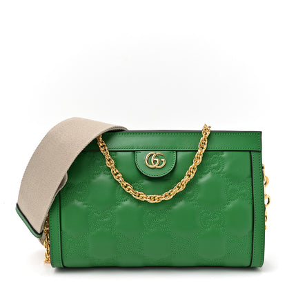 Gucci Calfskin GG Matelasse Large Slim Chain Shoulder Bag Spring Green Natural 1 of 10
