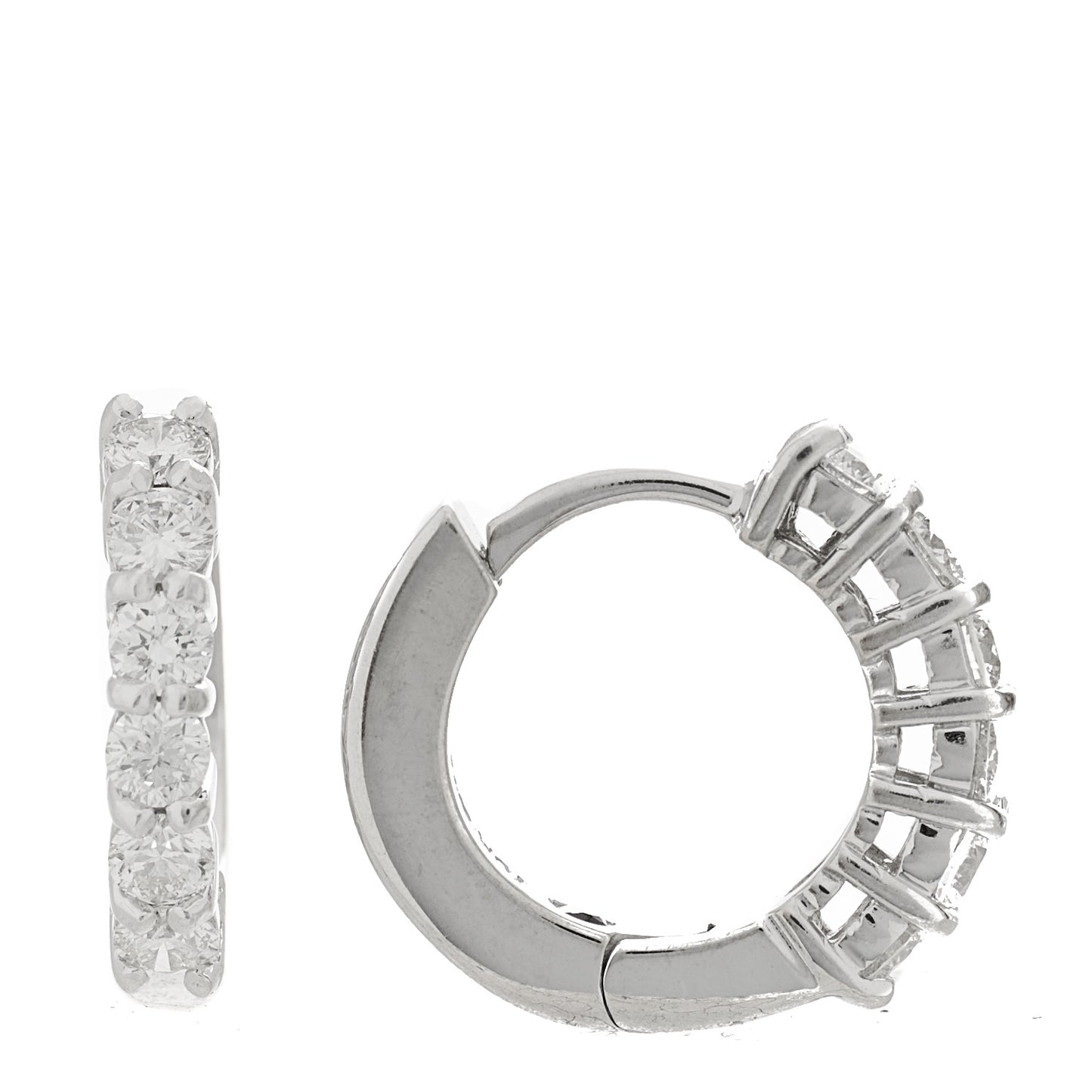 18K White Gold Diamond .70ct Huggie Hoop Earrings