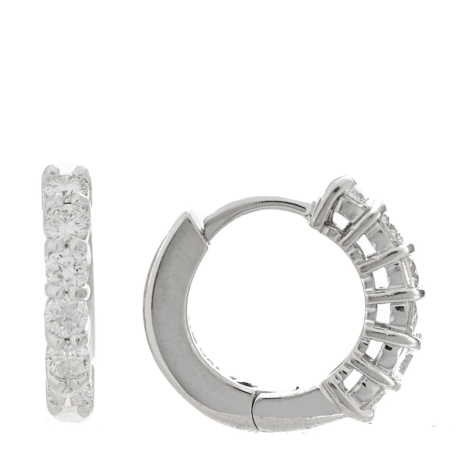 Roberto Coin 18K White Gold Diamond .70ct Huggie Hoop Earrings 1 of 4