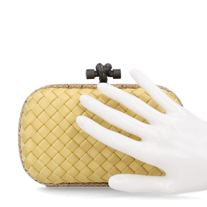 Bottega Veneta Satin Intreccio Impero Ayers Knot Clutch Banane 2 of 9