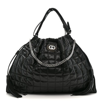 Gucci Calfskin Quilted Large Deco Tote Bag Black 1 of 10
