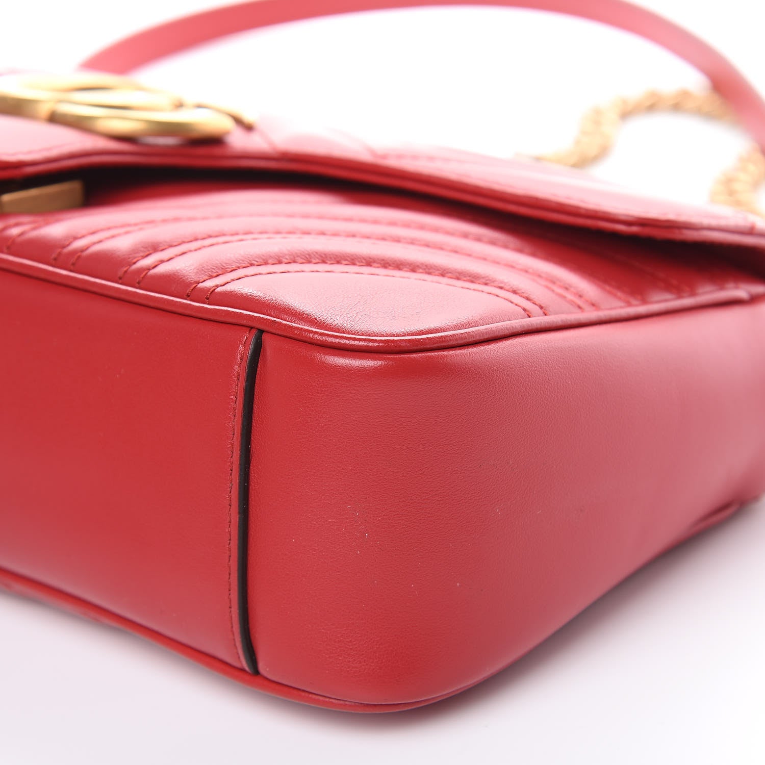 Gucci Calfskin Matelasse Small GG Marmont Shoulder Bag Hibiscus Red 9 of 10