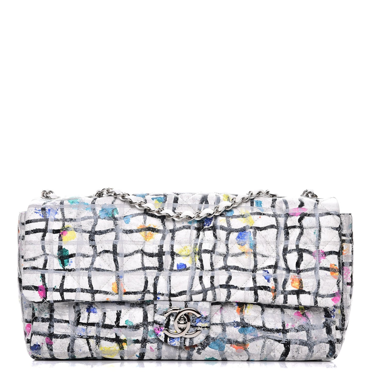 Calfskin Hand Painted Graffiti Flap Multicolor