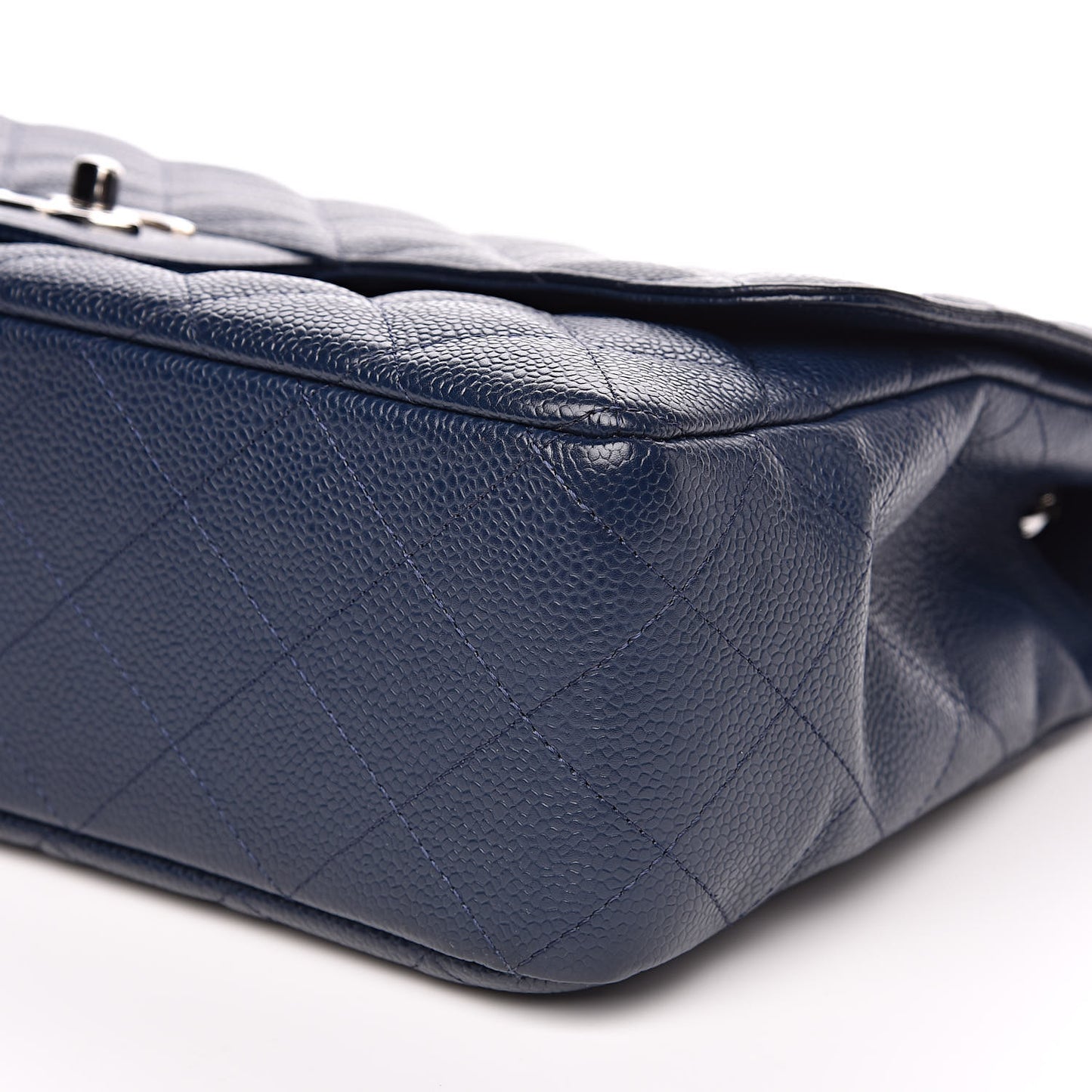Caviar Quilted Jumbo Single Flap Dark Blue
