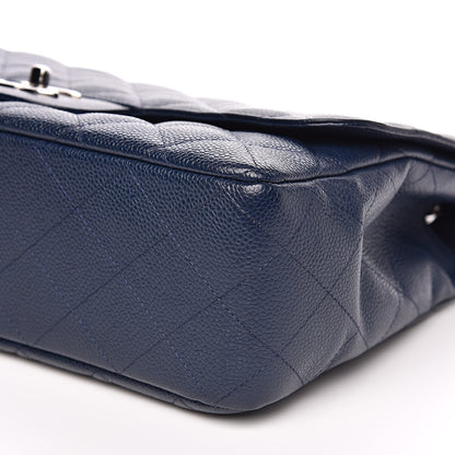 Chanel Caviar Quilted Jumbo Single Flap Dark Blue 9 of 12