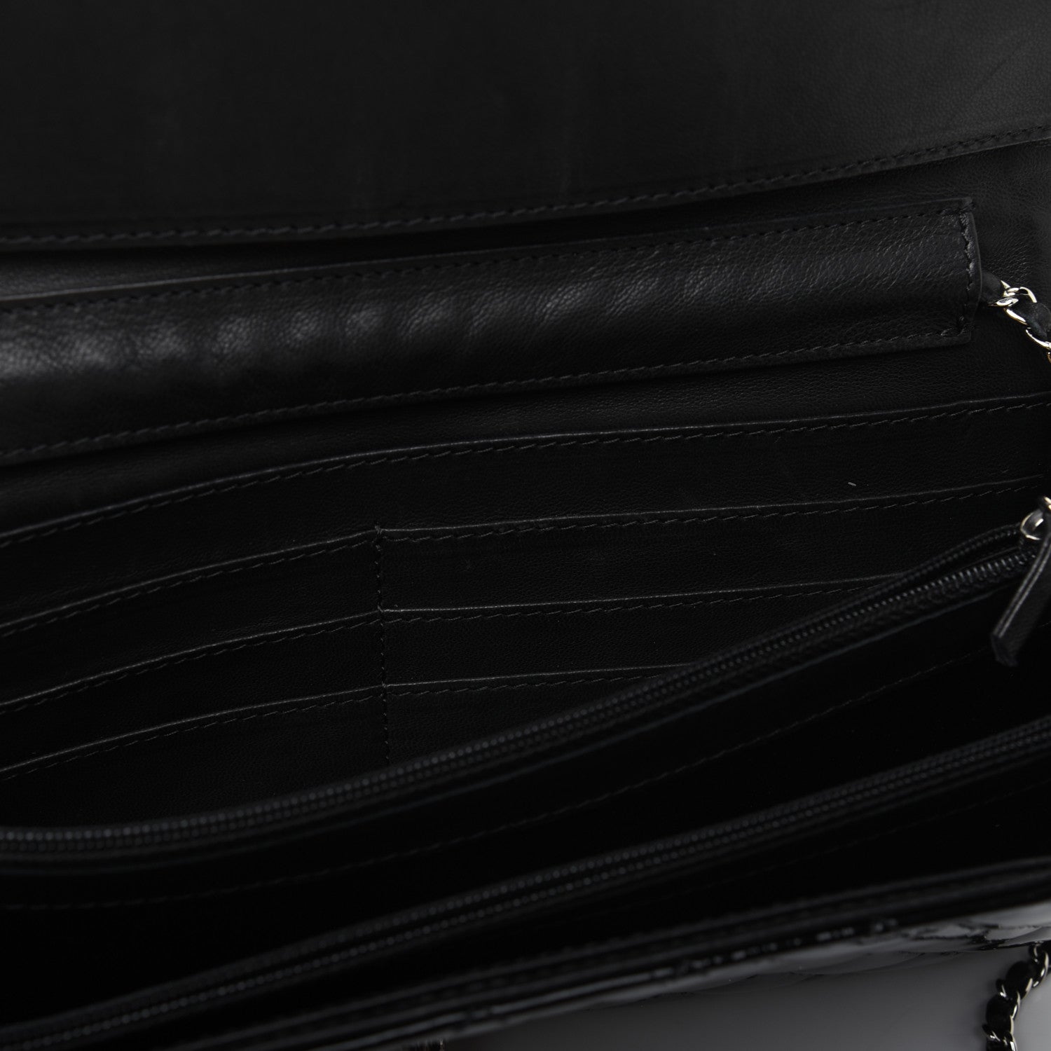 Chanel Patent Calfskin Quilted Flap Clutch With Chain Black 11 of 14
