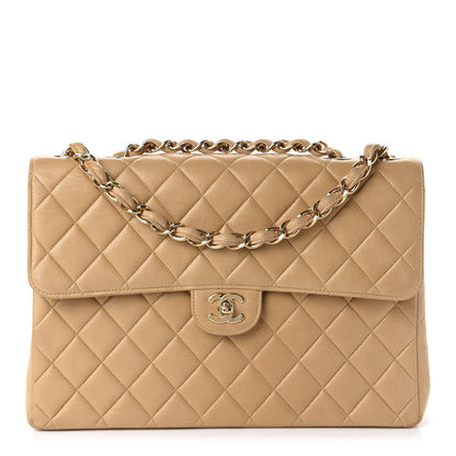 Chanel Lambskin Quilted Maxi Single Flap Beige 1 of 10