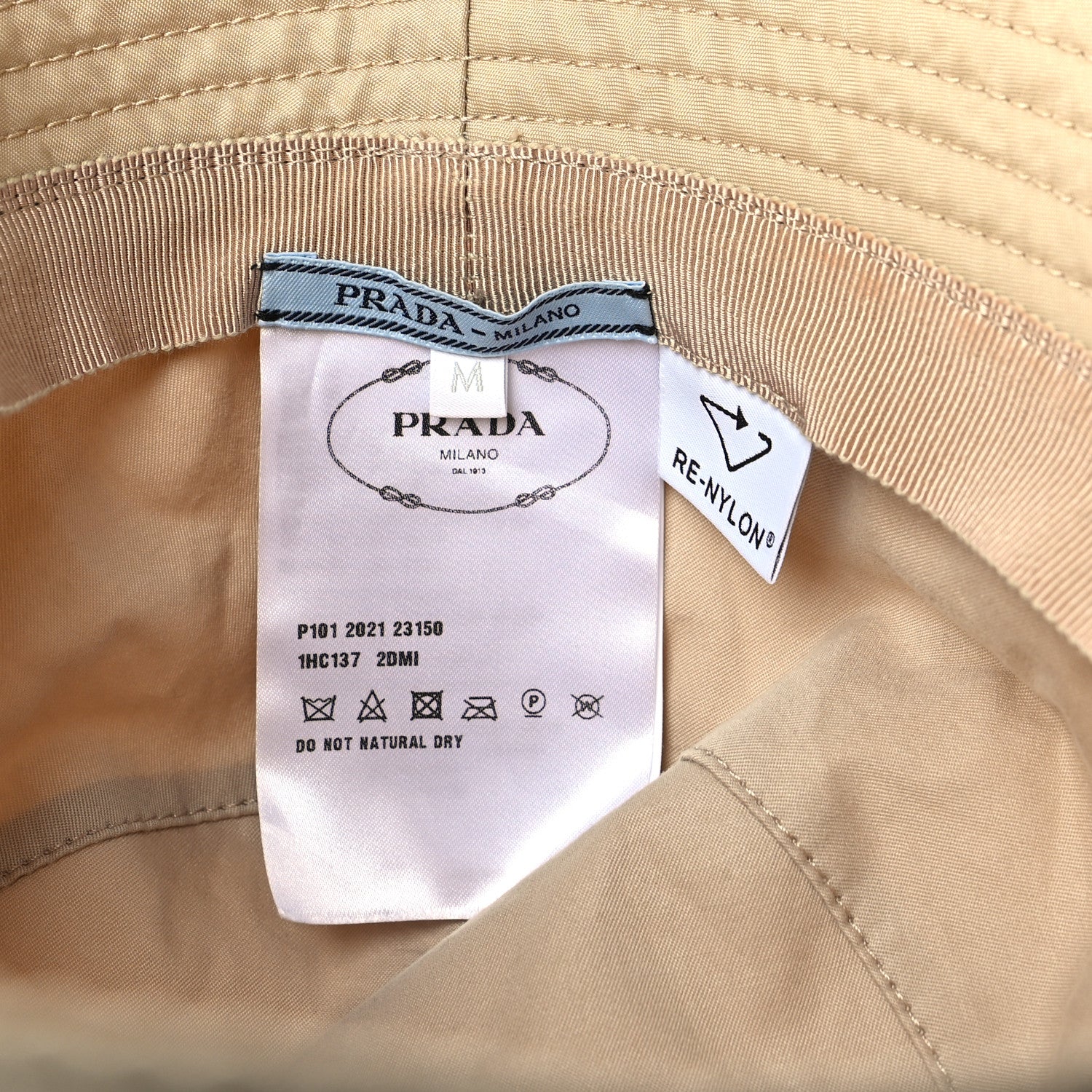 Prada Re-Nylon Metal Triangle Logo Womens Bucket Hat M Deserto 7 of 8