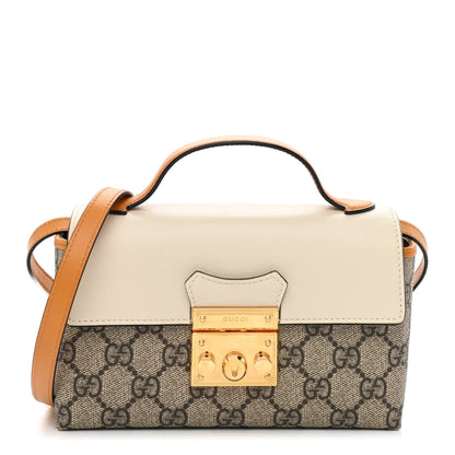 Gucci GG Supreme Monogram New Sakai Calfskin Mini Padlock Top Handle Shoulder Bag Beige Ebony Mystic White Sun Oil 1 of 11