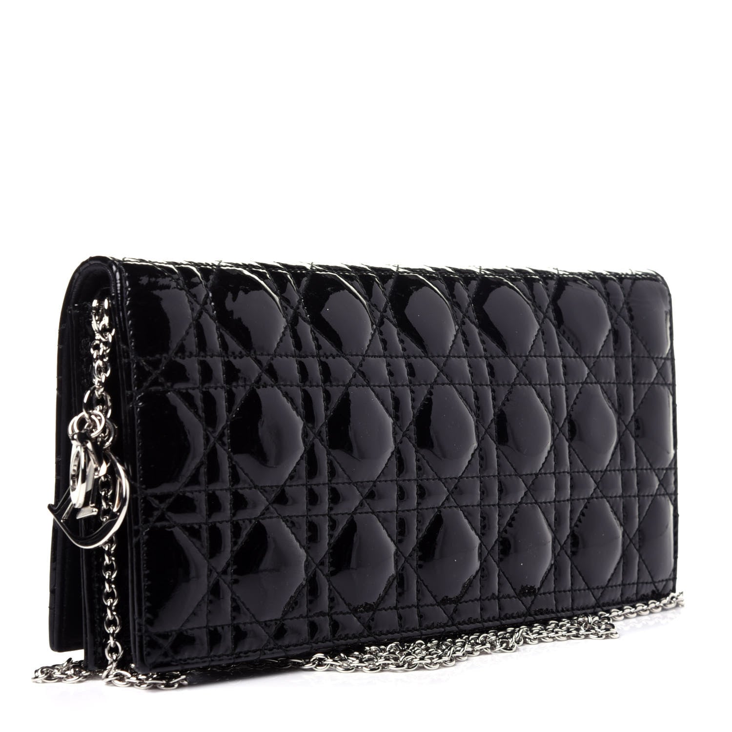Christian Dior Patent Cannage Lady Dior Convertible Clutch Black 3 of 11