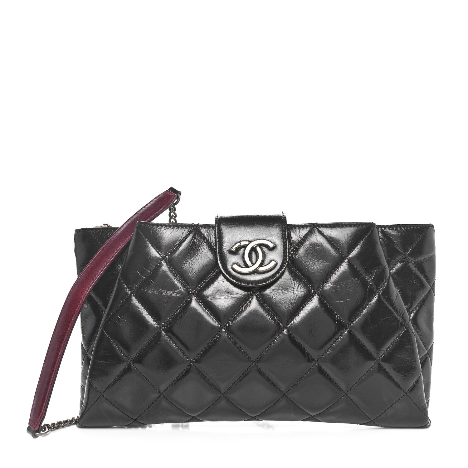 Chanel Glazed Calfskin Quilted Coco Pleats Clutch Black 1 of 10