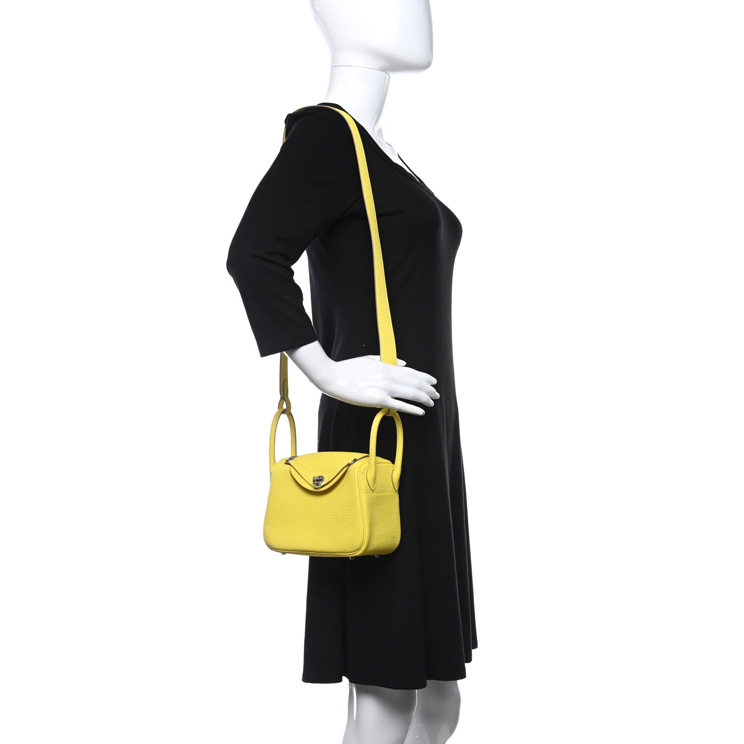 Hermes Taurillon Clemence Mini Lindy 20 Lime 2 of 9