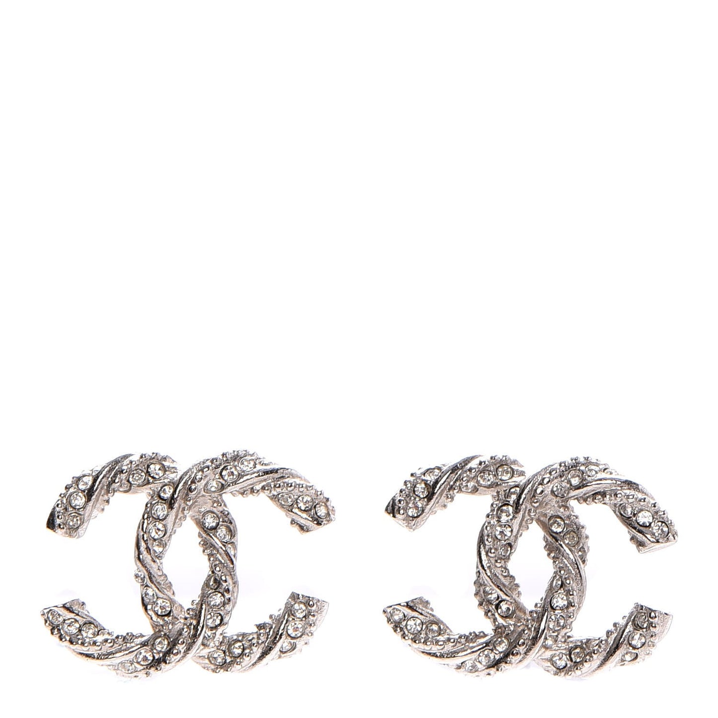 Crystal CC Twisted Earrings Silver