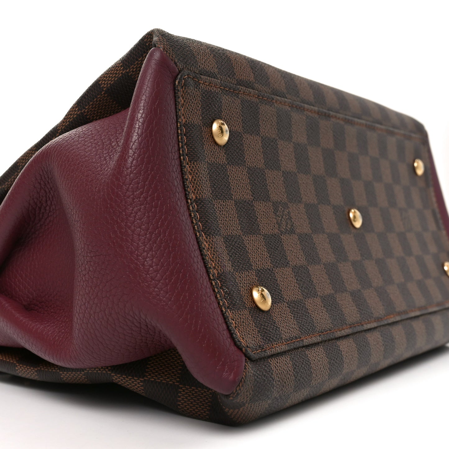 Cuir Taurillon Damier Ebene Normandy Bordeaux
