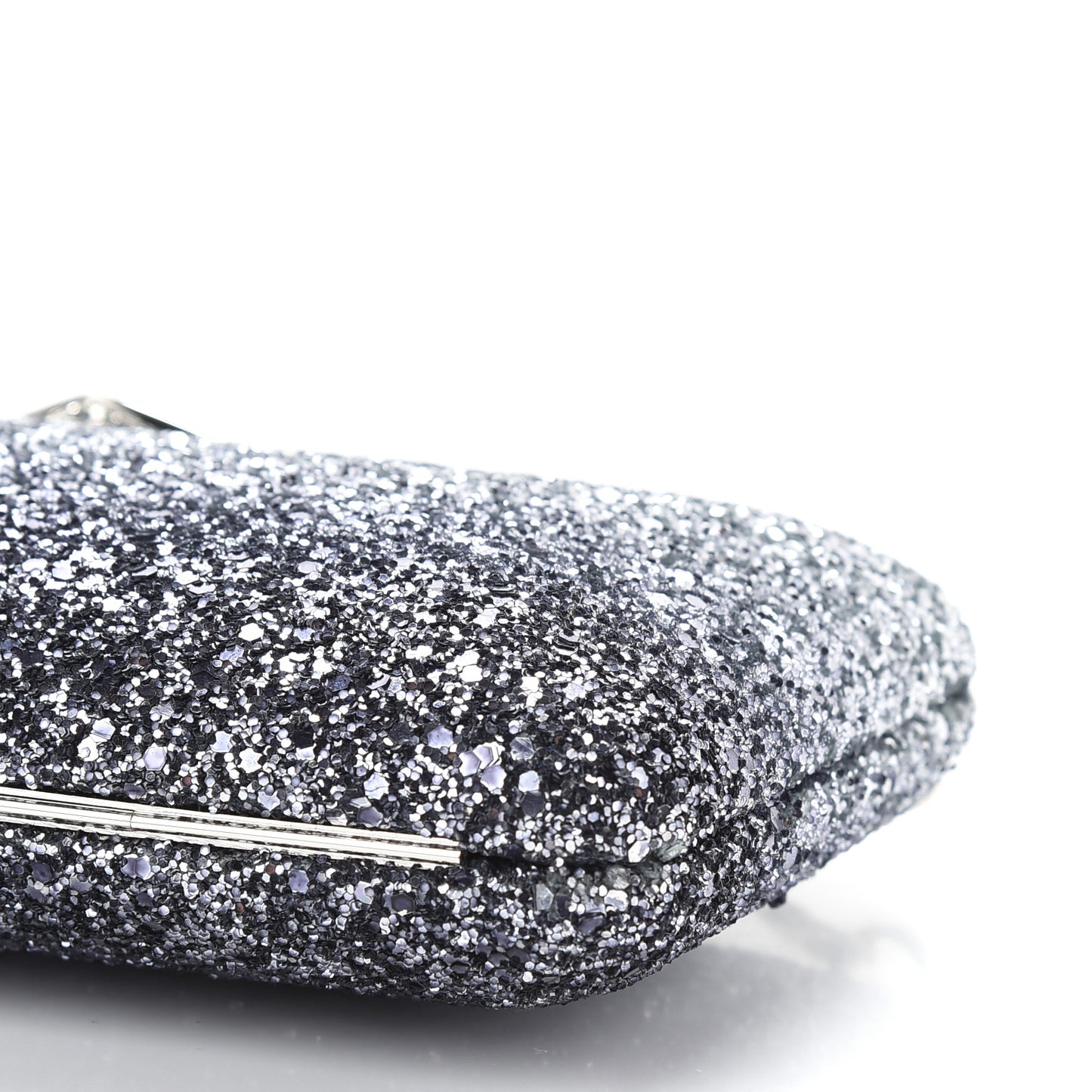 Coarse Glitter Ellipse Clutch Navy Silver