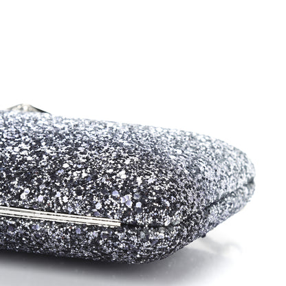 Jimmy Choo Coarse Glitter Ellipse Clutch Navy Silver 8 of 8