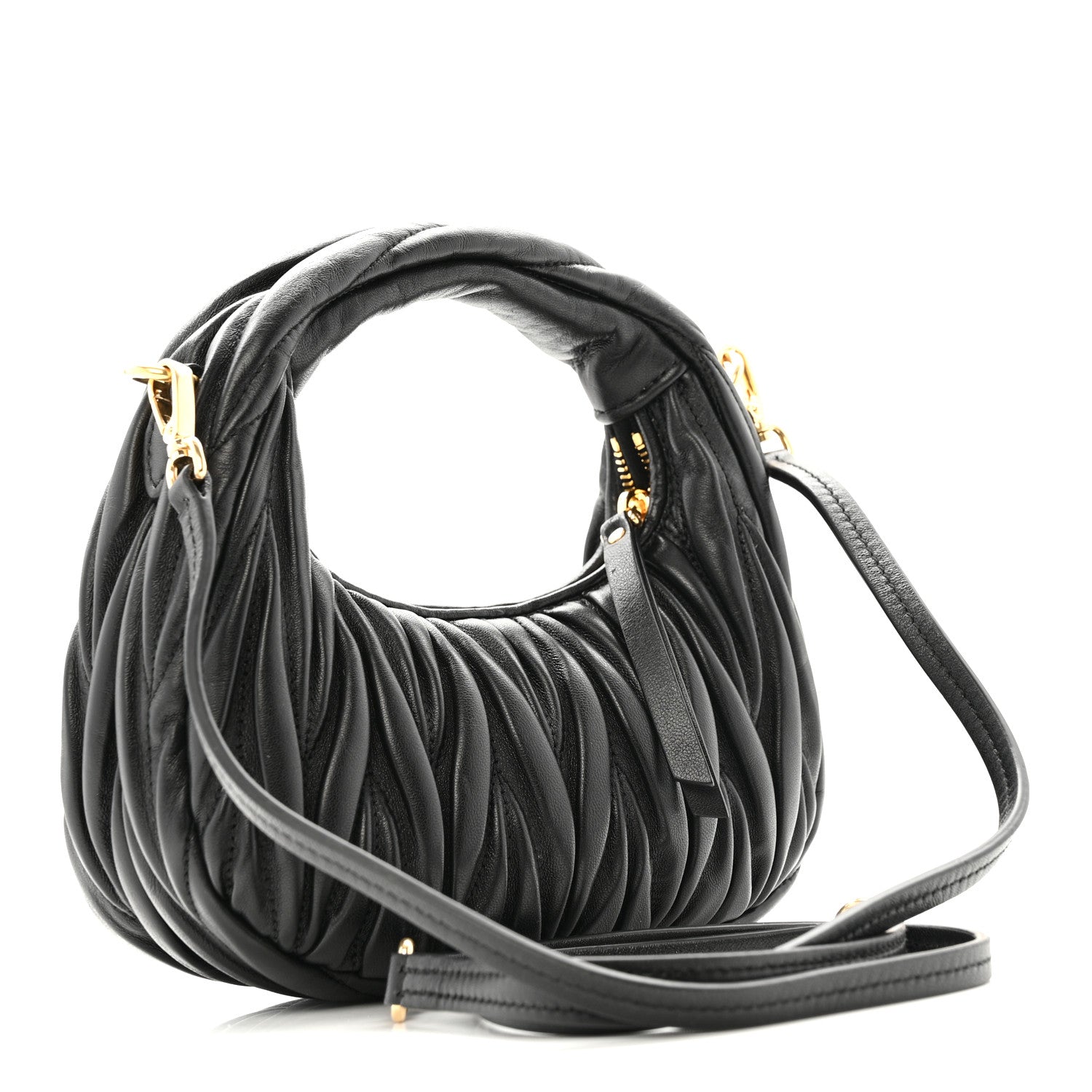 Miu Miu Nappa Matelasse Mini Wander Hobo Black 3 of 10
