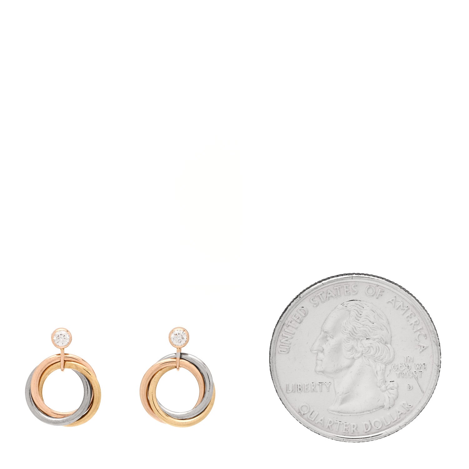 Cartier 18K Pink Yellow White Gold Diamond Trinity Drop Earrings 2 of 5