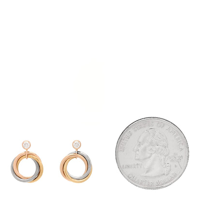 Cartier 18K Pink Yellow White Gold Diamond Trinity Drop Earrings 2 of 5