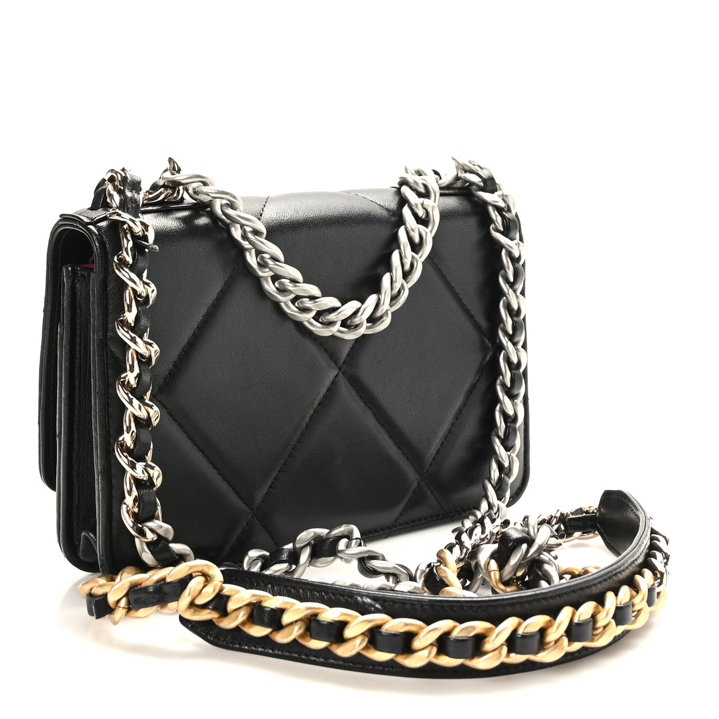 Lambskin Quilted Chanel 19 Wallet On Chain WOC Black