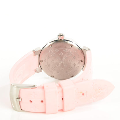 Louis Vuitton Stainless Steel Rubber 28mm Lovely Diamonds Tambour Watch Rose 8 of 8