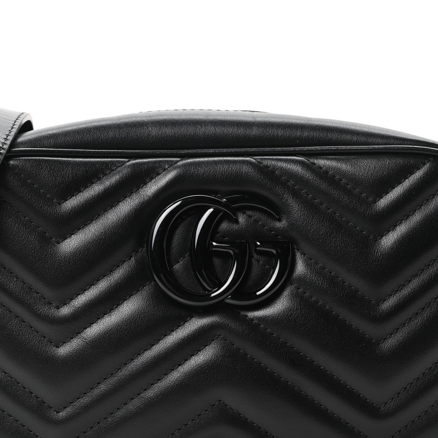 Gucci Calfskin Matelasse Monochrome Small GG Marmont Chain Shoulder Bag Black 8 of 10
