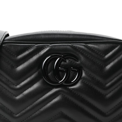 Gucci Calfskin Matelasse Monochrome Small GG Marmont Chain Shoulder Bag Black 8 of 10