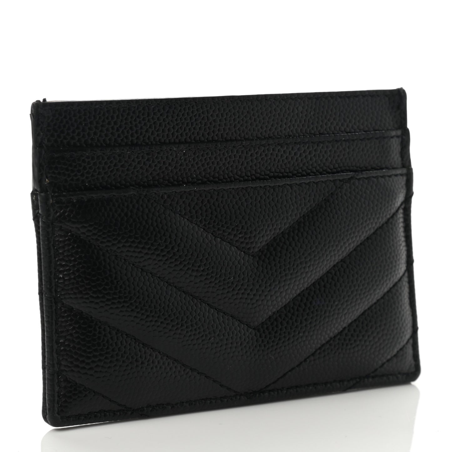 Grain De Poudre Matelasse Chevron Monogram Credit Card Case Black