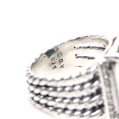 David Yurman Sterling Silver Diamond Prasiolite 16mm Wheaton Ring 52 6 5 of 5